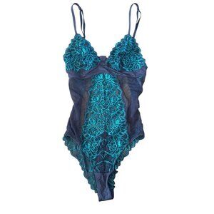 La Vie En Rose New With Tags Teal Lace Bodysuit Size Extra Small